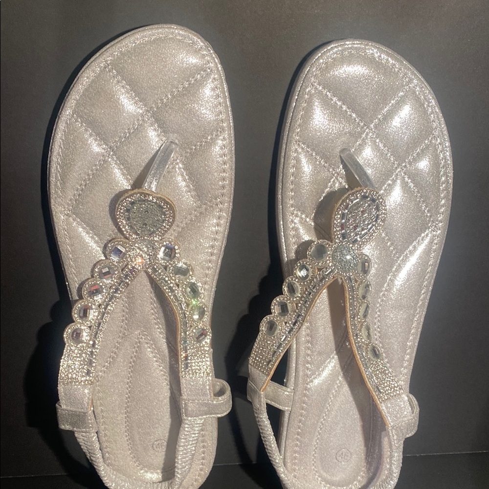 Elegant Silver Embellished Sandals size 46-13/14